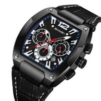 Reloj Skmei 9357 3 Diales y Cronómetro Correa de cuero Caballero Negro