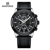 Reloj Naviforce NF8055 Negro Correa Cuero para Caballero Negro