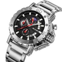 Reloj Skmei 9344 MOON PHASE Cronómetro Correa Acero Negro
