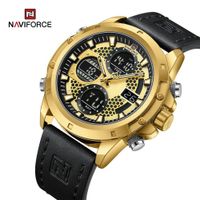 Reloj Naviforce NF9225 Analogo Correa Cuero para Caballero NEGRO
