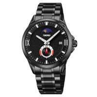 Reloj Skmei 9326 Moon Phase Analogo Correa Acero Para Caballero Plateado