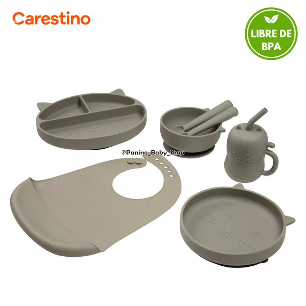 Set Alimentación para Bebé CARESTINO -GATITO- Gris