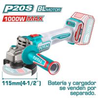 AMOLADORA 20V ANGULAR INALÁMBRICA TOTAL BRUSHLESS 115MM-TAGLI27153