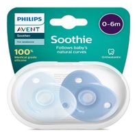 Chupón Avent 0-6 Meses Silicona Azul Pack 2 Unidades Niño