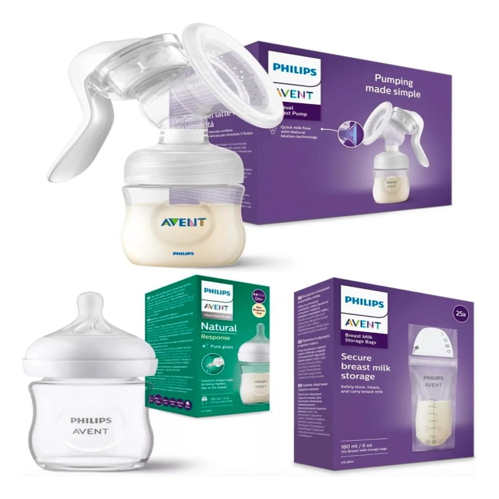 Extractor Manual Avent Modelo con Bolsa y Biberón 120 ml