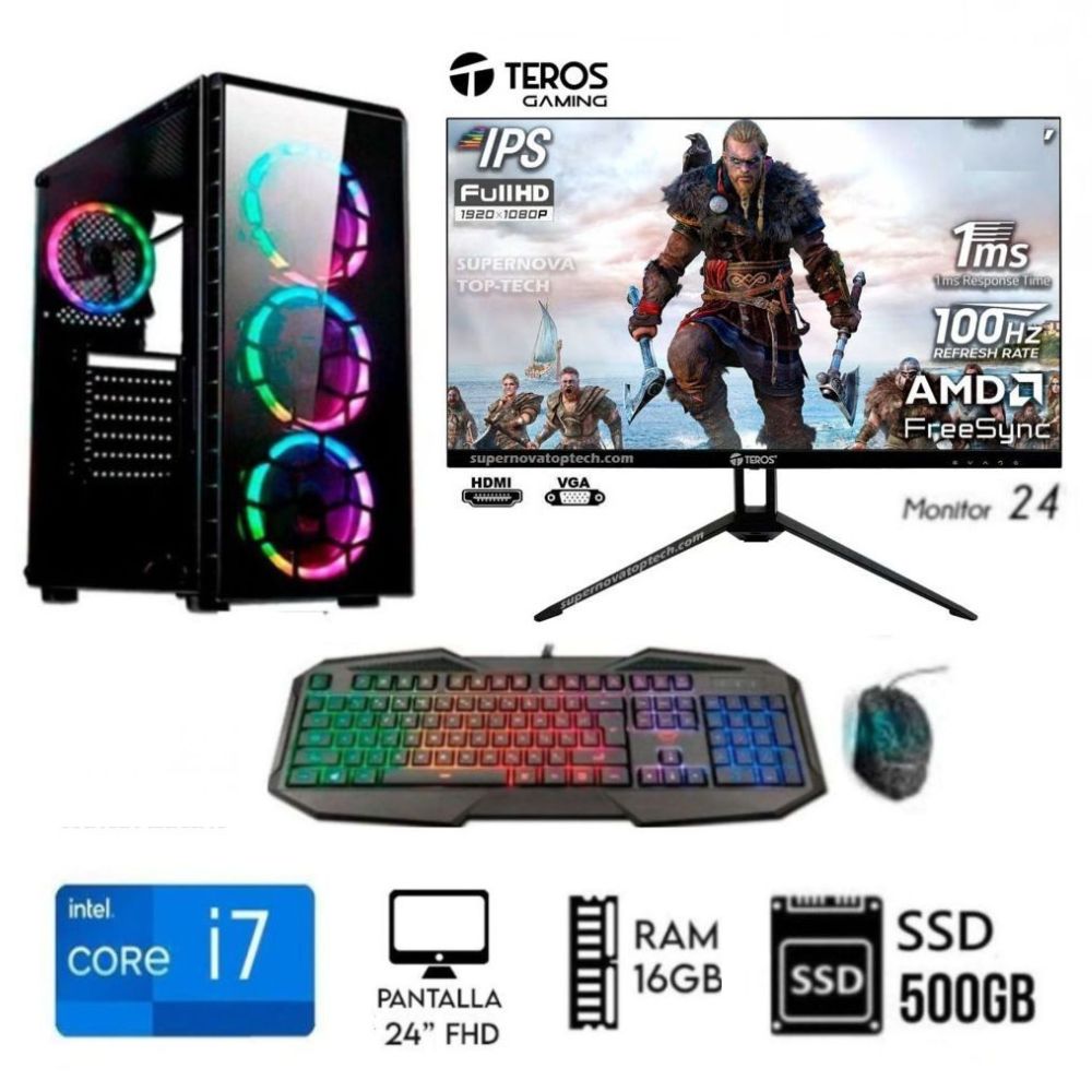 Computadora Pc Core i7 3.2Ghz Ram 16GB Disco SSD 500GB Monitor 24 FHD