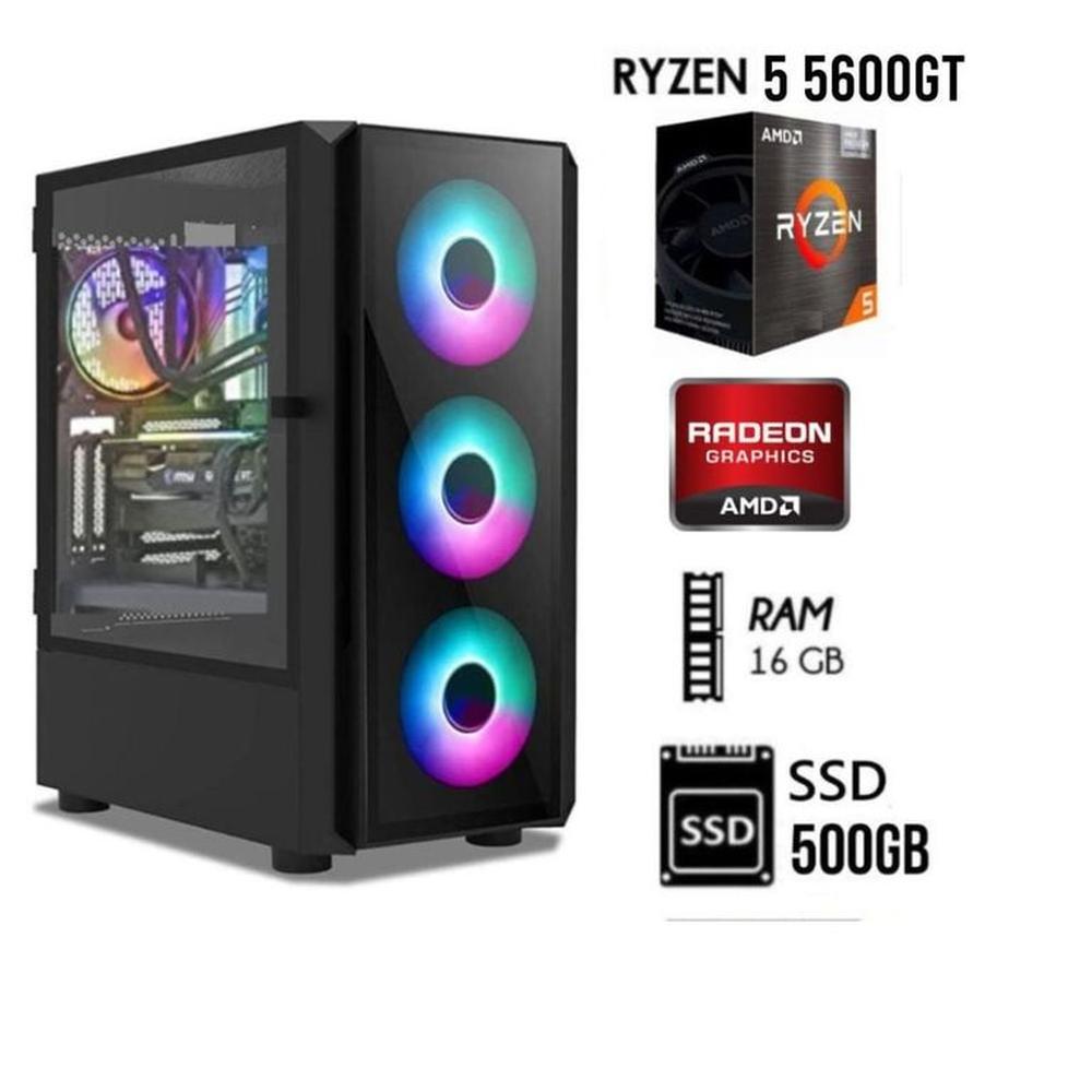Computadora Pc GAMER RYZEN 5 5600GT  3.2Ghz  Ram 16GB  SSD 500GB  Case GAMER RGB