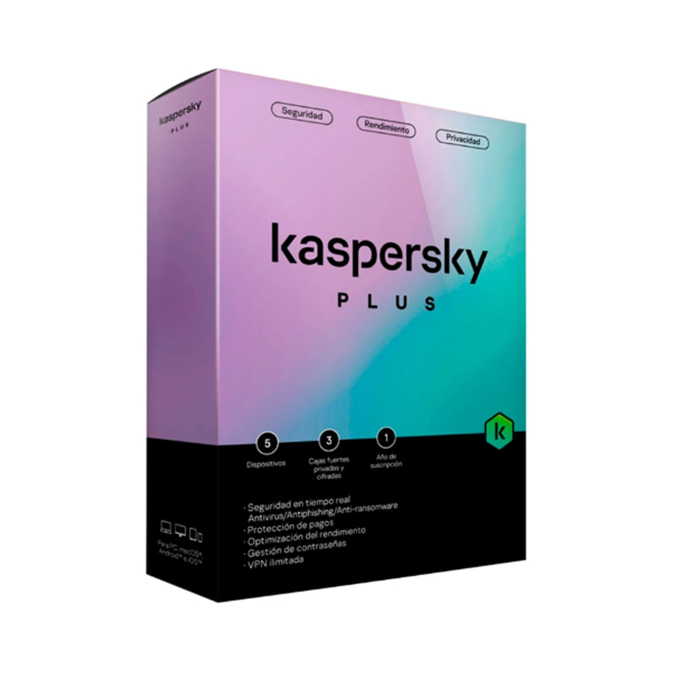 Kaspersky Plus 5 Dispositivos 1 Año - Seguridad Total para Tu Hogar y Oficina