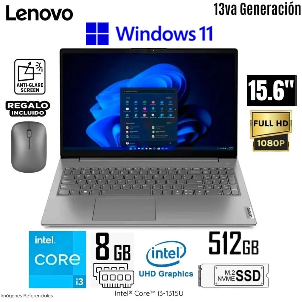 Laptop V15 G4 IRU INTEL CORE i3 1315U RAM 8GB SSD 512 GB 15.6 FHD TN ANTI-GLARE Windows 11 más Mouse