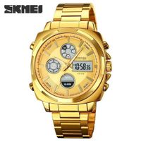 Reloj Skmei 1673 Dorado Correa Acero Digital Analogo. Dorado