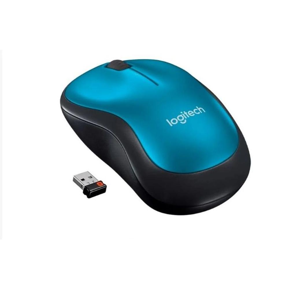 Mouse inalámbrico logitech M185 azul con gris