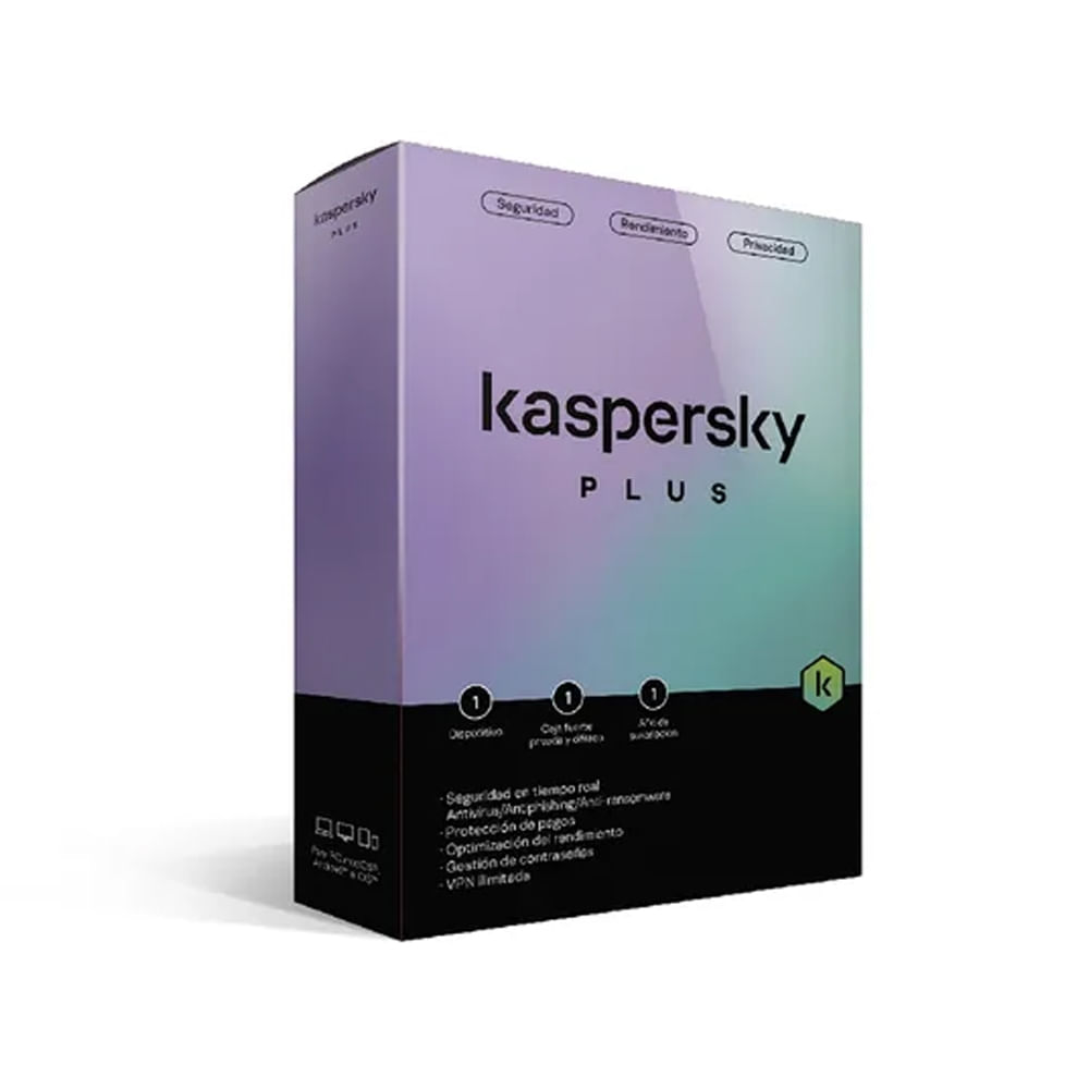 Kaspersky Plus para 1 PC - Seguridad Total por 1 Año - Protección Avanzada y Fácil Uso