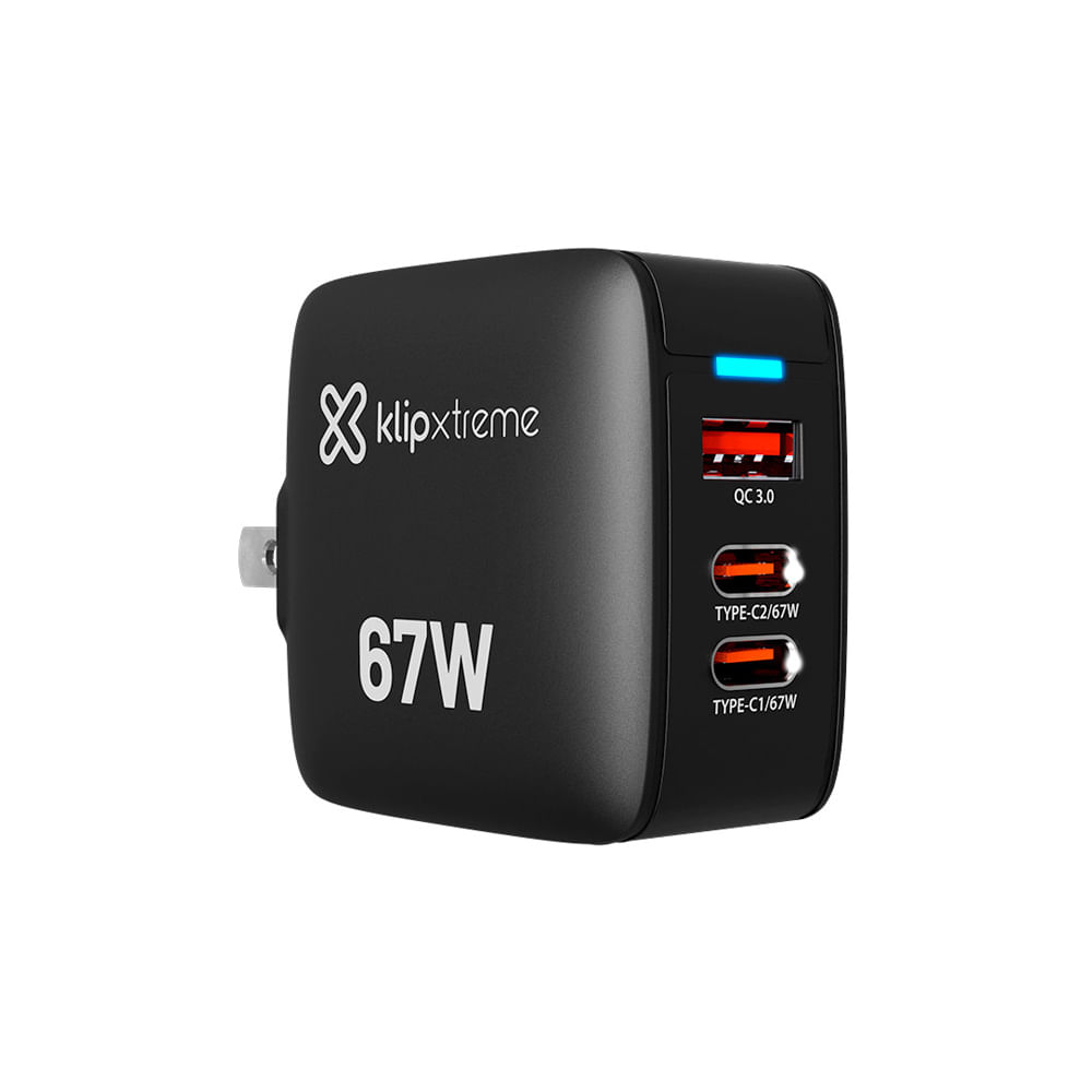Cargador de Pared Klip Xtreme 67W: Carga Rápida, Diseño Compacto y Eficiente para Dispositivos USB