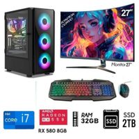 Computadora PC Gamer Core I7  Ram 32GB  Disco Solido SSD 2TB   Video  RX 580 8GB M27