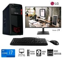 Computadora PC Intel Core i7 3.2ghz  Ram 16GB  Disco HDD1TB   SSD 480GB Monitor 24 LG