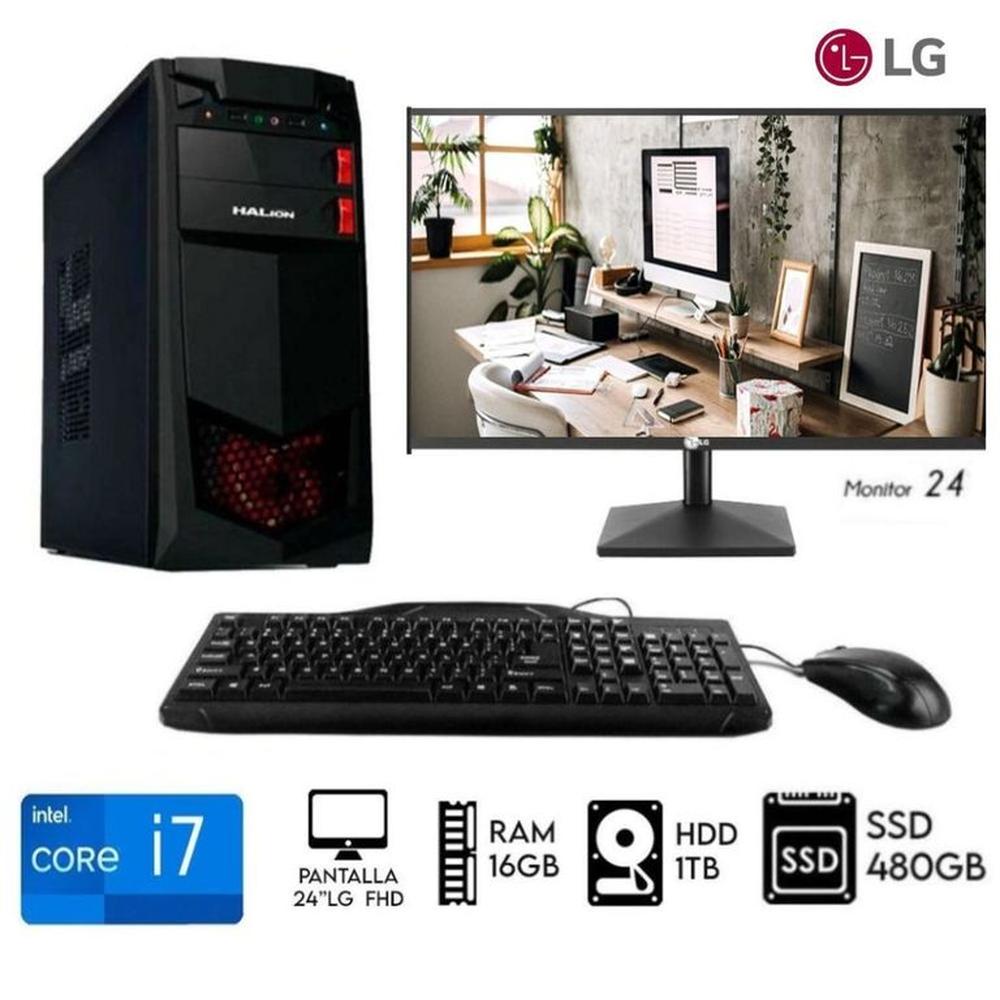 Computadora PC Intel Core i7 3.2ghz Ram 16GB Disco HDD1TB SSD 480GB Monitor 24 LG