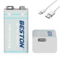 Bateria de Litio Pila 9V Recargable USB Tipo C BESTON 1000mAh