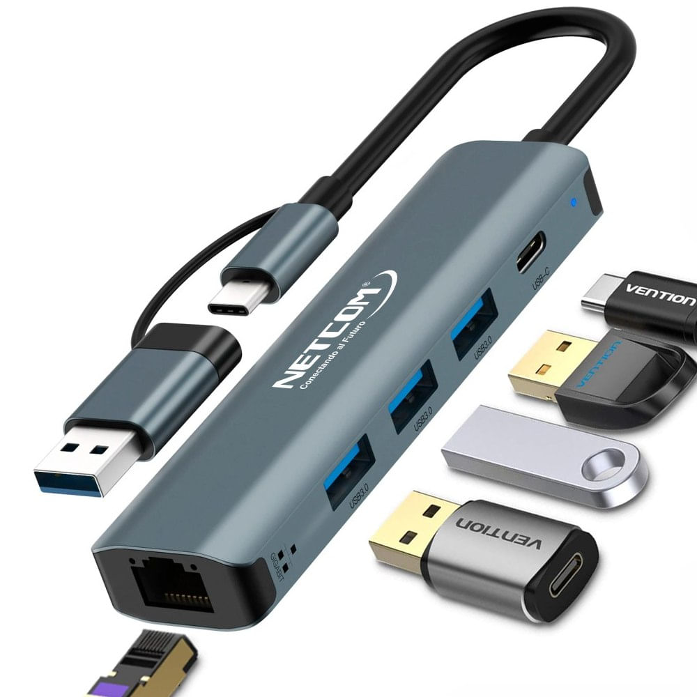 Hub USB C 5 en 2 3 usb 3.0 Puerto Gigabit RJ45 1000Mbps Tipo C