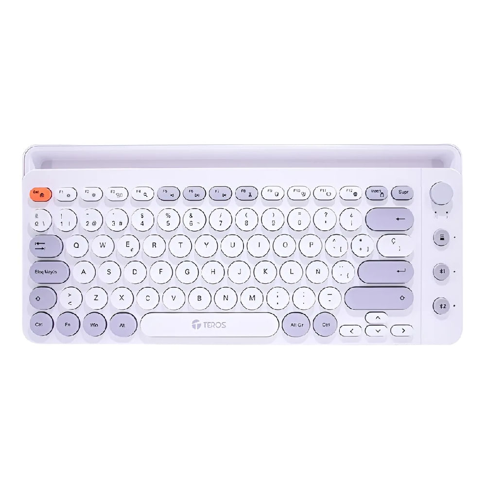 Teclado Inalámbrico Teros Te-4070s 2.4 Ghz Bluetooth Blanco