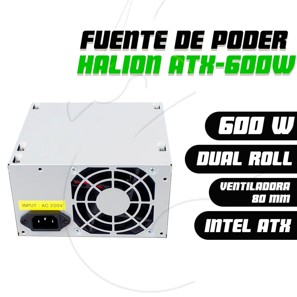 Fuente De Poder Halion Atx-600w Gris