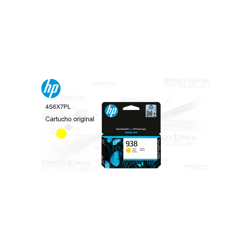 Cartucho de Tinta Amarillo HP 938 – Alto Rendimiento 800 Páginas, Ideal para Impresoras HP