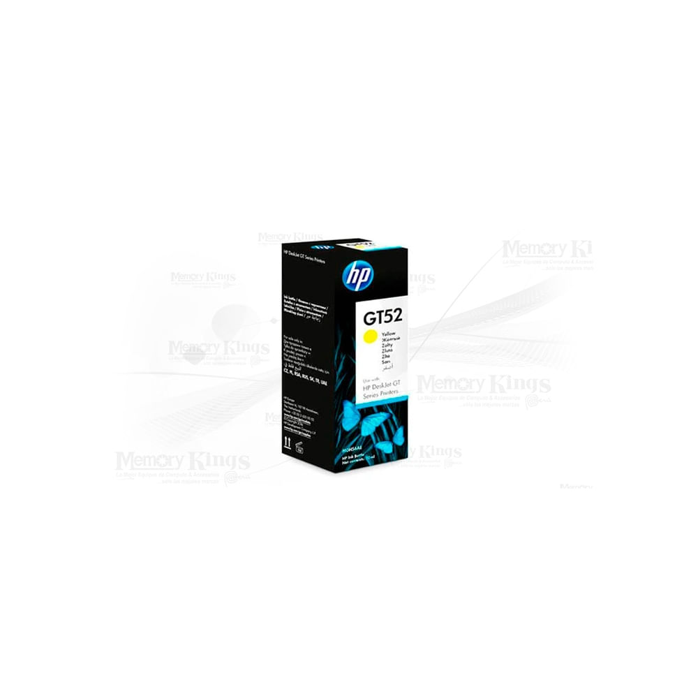 Tinta HP GT52 amarilla de alta capacidad 70 mL para 8000 páginas, ideal para inyección de tinta
