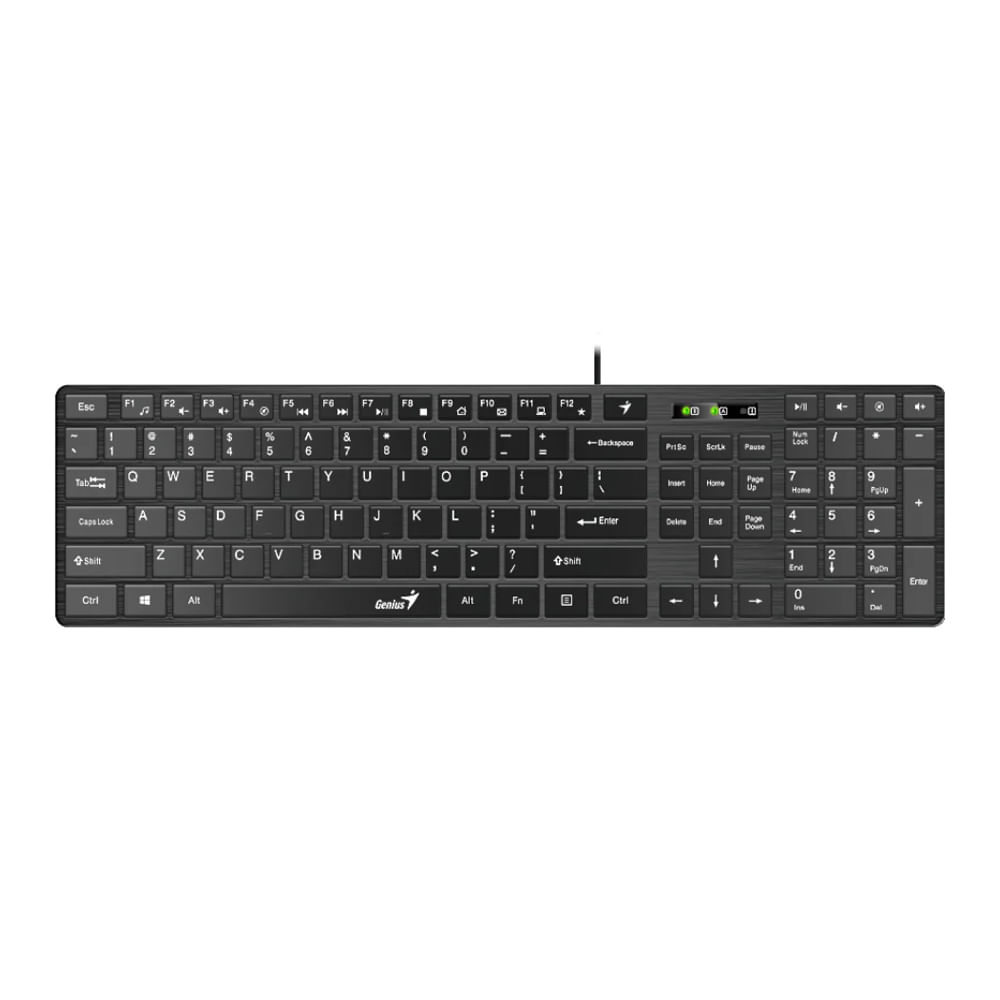 Teclado Genius Smart SlimStar 126 AI Copilot USB Multimedia - Elegante y Compacto en Negro