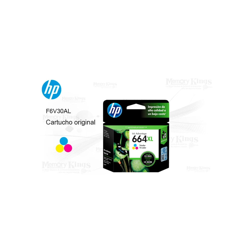 Cartucho de tinta HP 664XL tricolor original de alta capacidad 330 páginas para impresoras HP