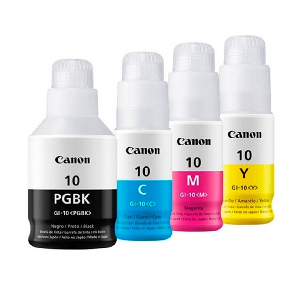 Kit de Tintas Canon GI-10 Original 4 Colores  Compatible con impresoras Canon G5060 G6060 G7060