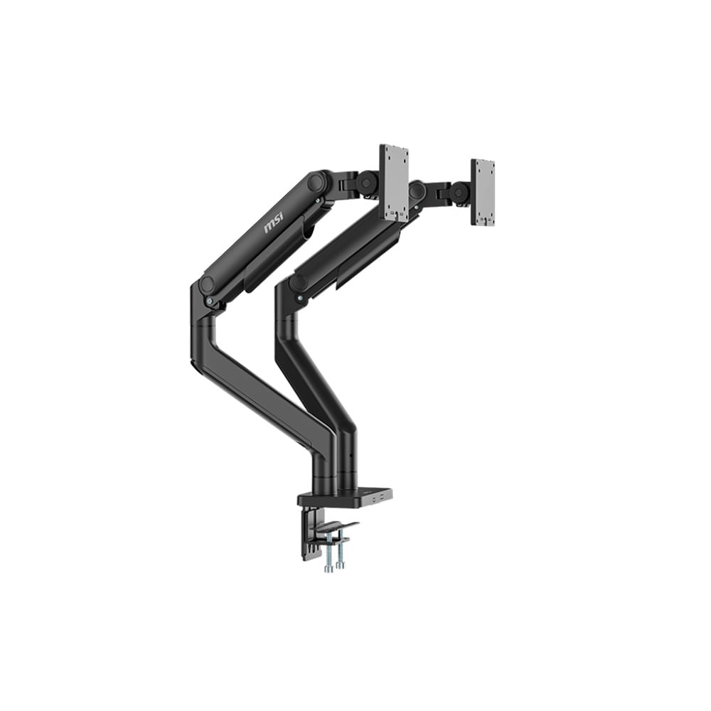 Brazo Soporte Dual MSI MAG MT201D para monitores de estructura robusta y facil montaje