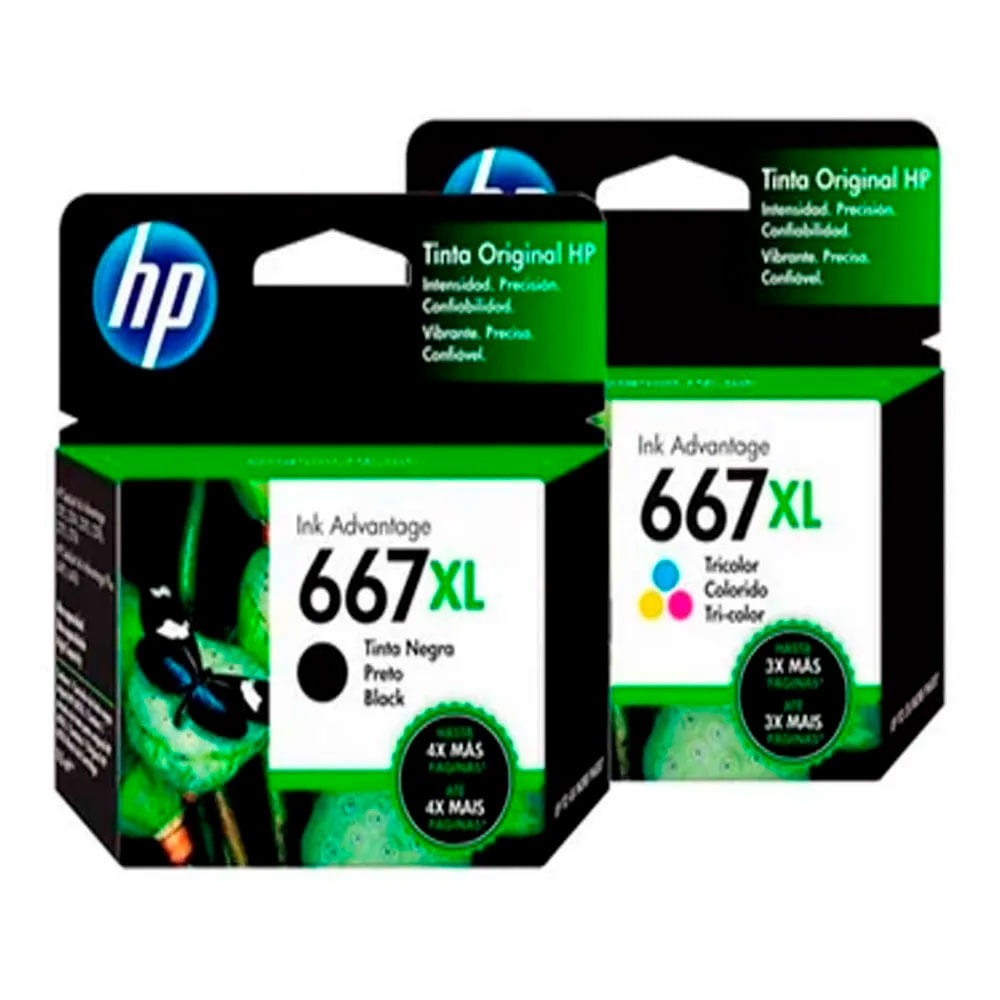 Kit de Cartuchos HP 667XL Original Negro y Tricolor