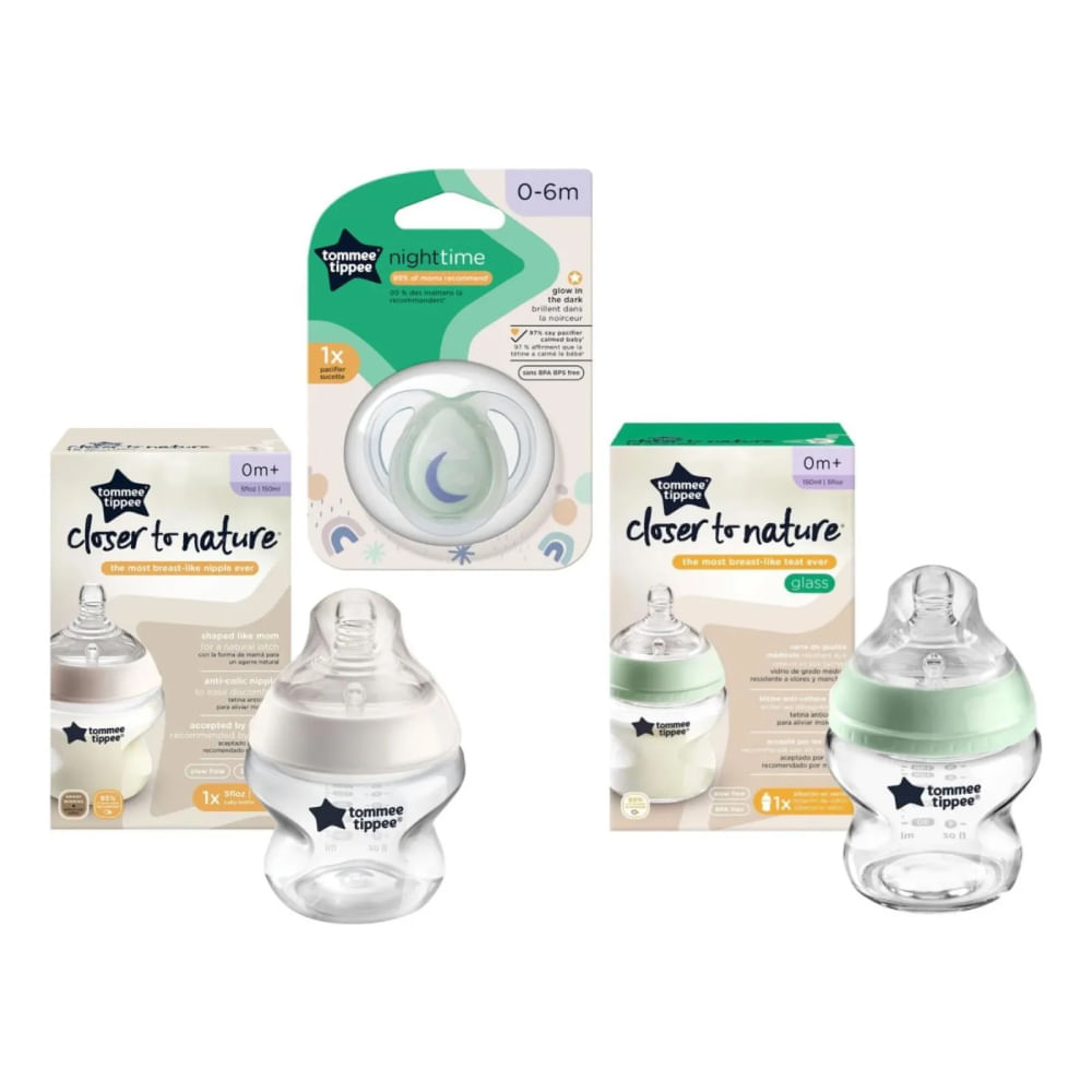 Set de recién nacido Tommee Tippee 2 biberones y chupón