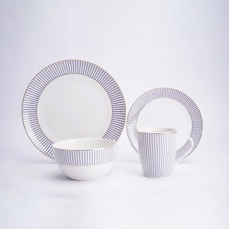 Juego De Vajilla Lineas Azul