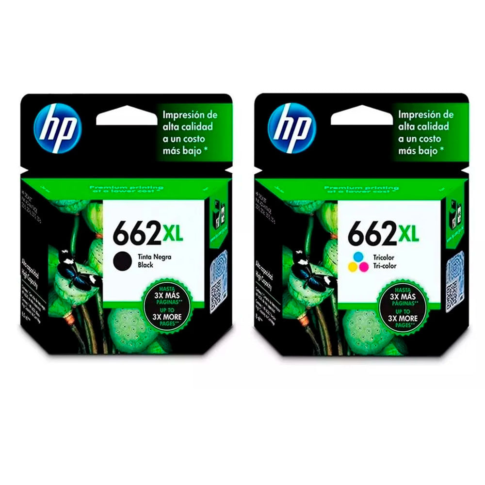 Kit de Cartuchos HP 662XL Original Negro y Tricolor