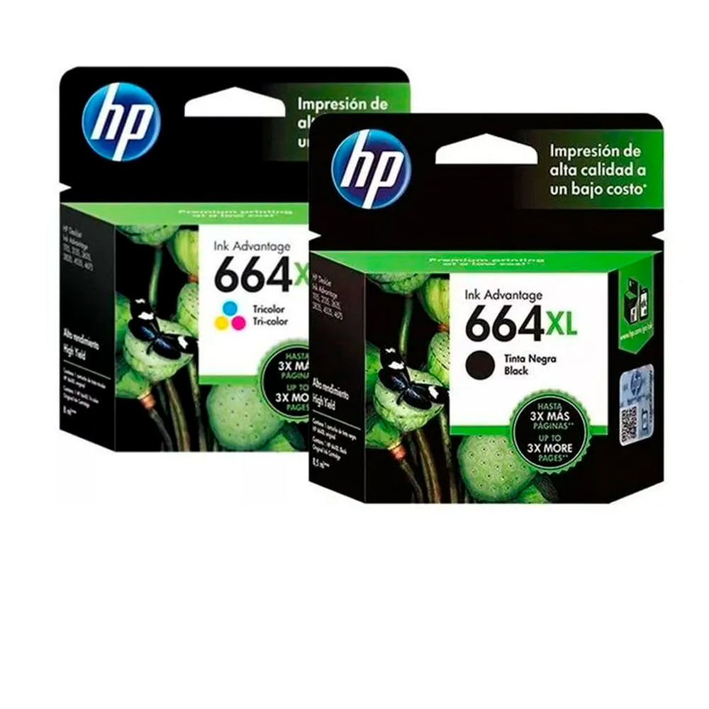 Kit de Cartuchos HP 664XL Original Negro y Tricolor
