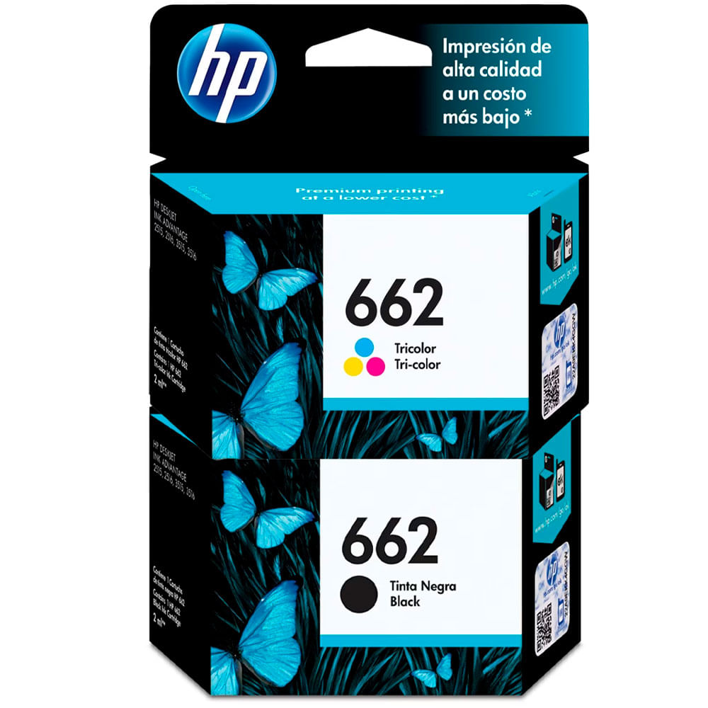 Kit de Cartuchos HP 662 Original Negro y Tricolor