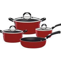Juego de ollas de Aluminio Mónaco Rojo x 7 piezas