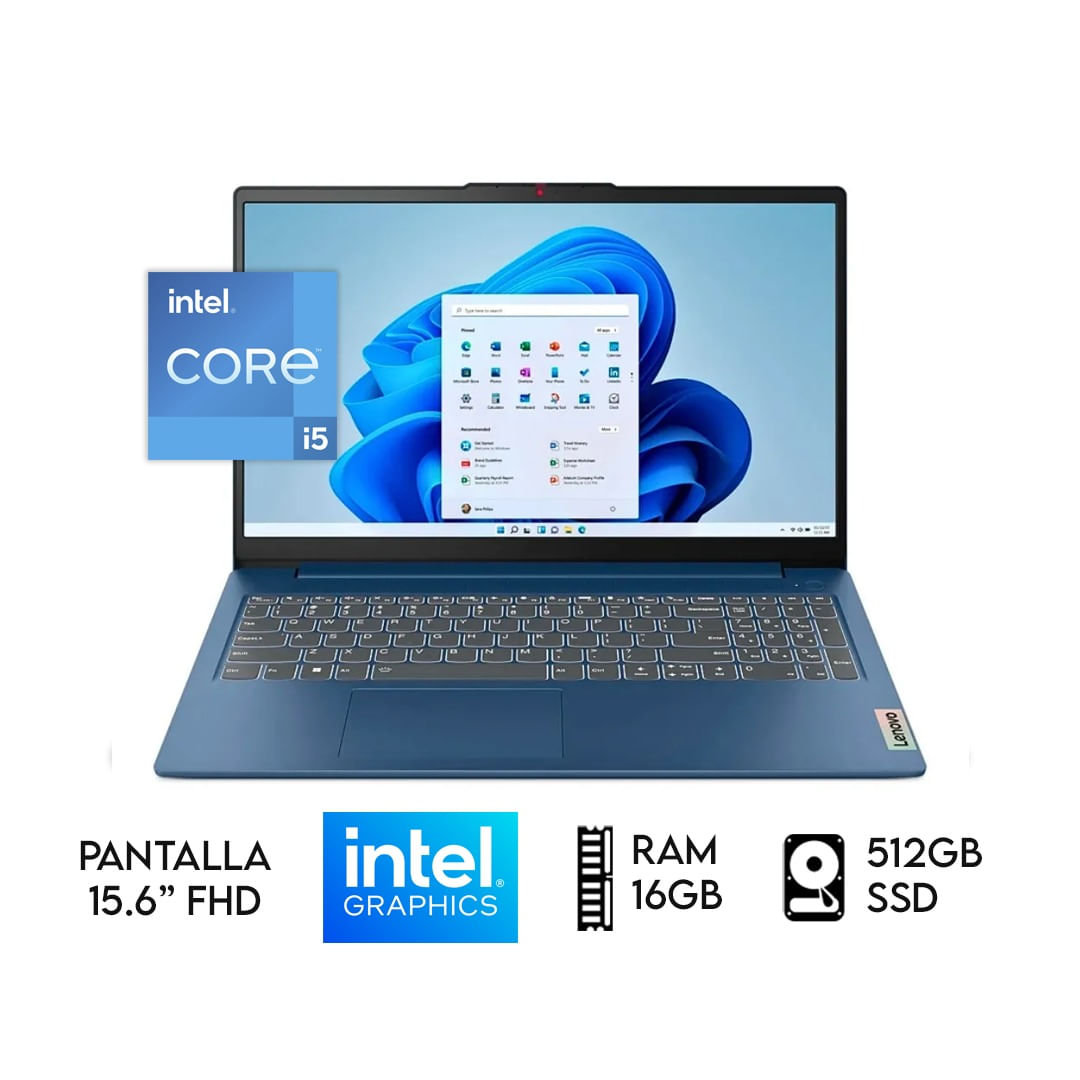 Laptop Lenovo  Ideapad Slim Core I5 12450h   Ddr5  Ram 16gb   SSD 512GB 15.6 FHD Abyss Blue