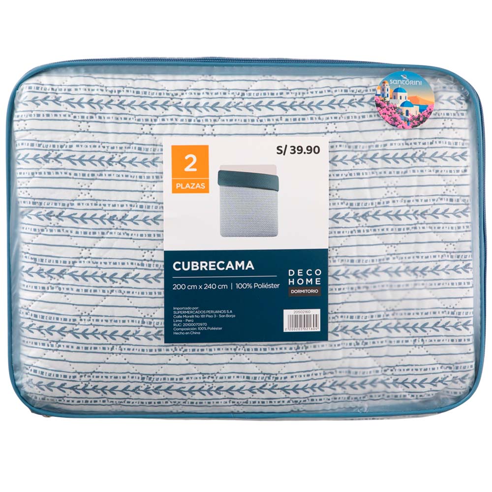 Cubrecama DECO HOME Santorini Dis1 2 Plazas
