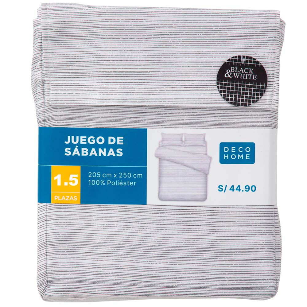 Sábanas DECO HOME Black&White Dis1 1.5 Plazas
