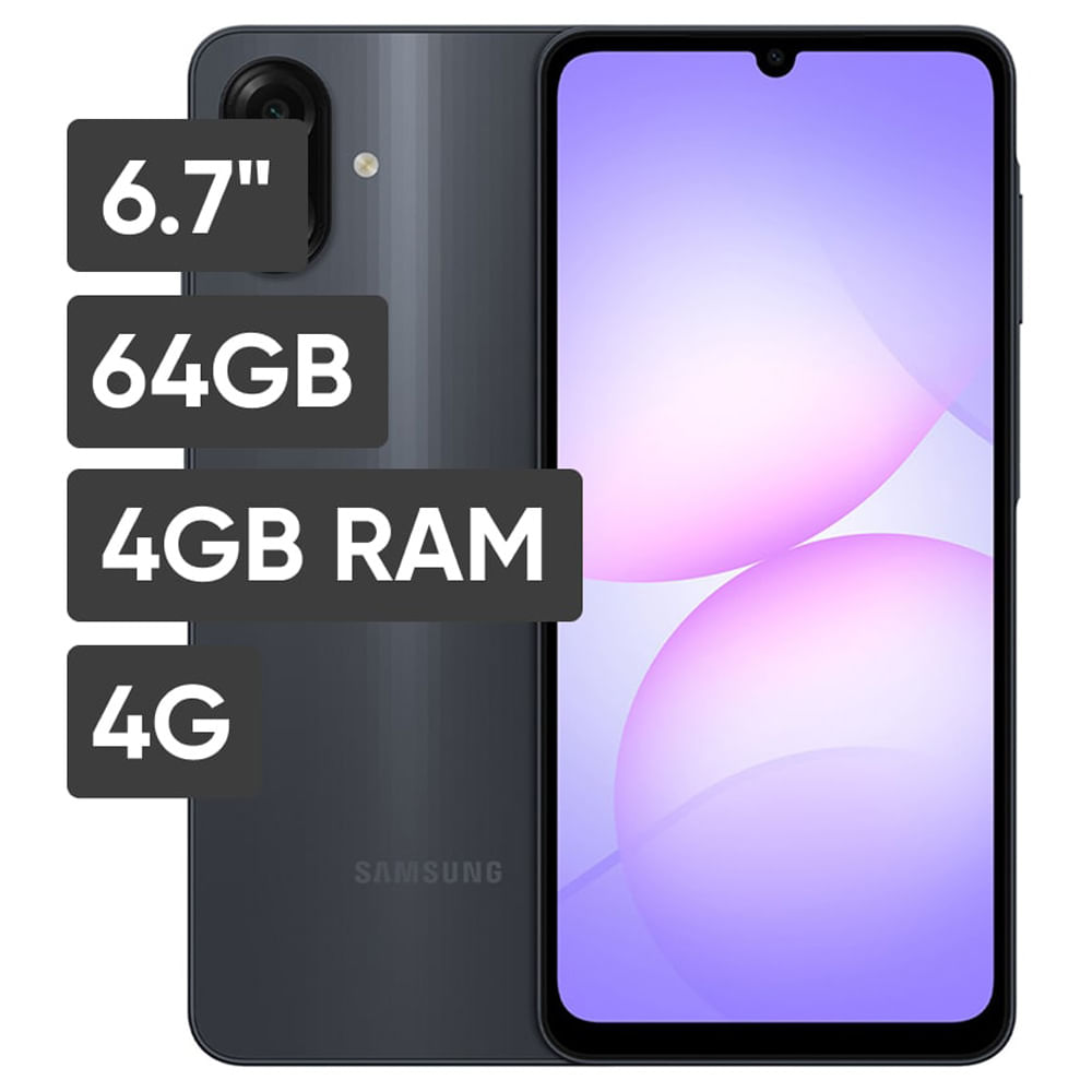 Smartphone SAMSUNG Galaxy A07 6.7"" 4GB 64GB 50MP + 2MP Negro