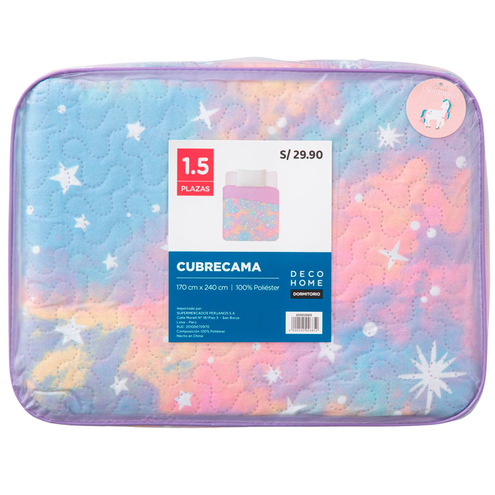 Cubrecama DECO HOMEs Unicorn  1.5 Plazas