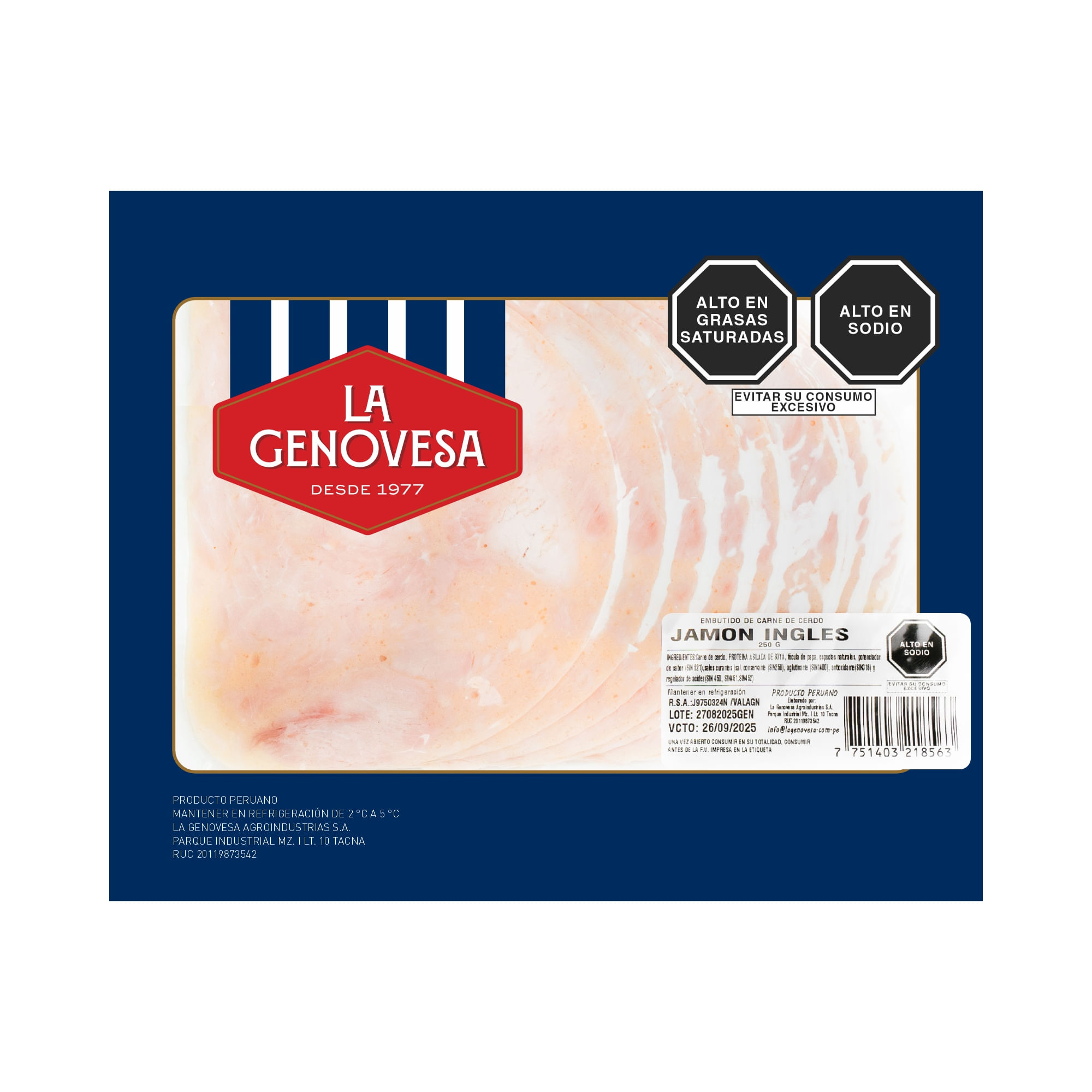 Jamón Inglés LA GENOVESA Bolsa 250g