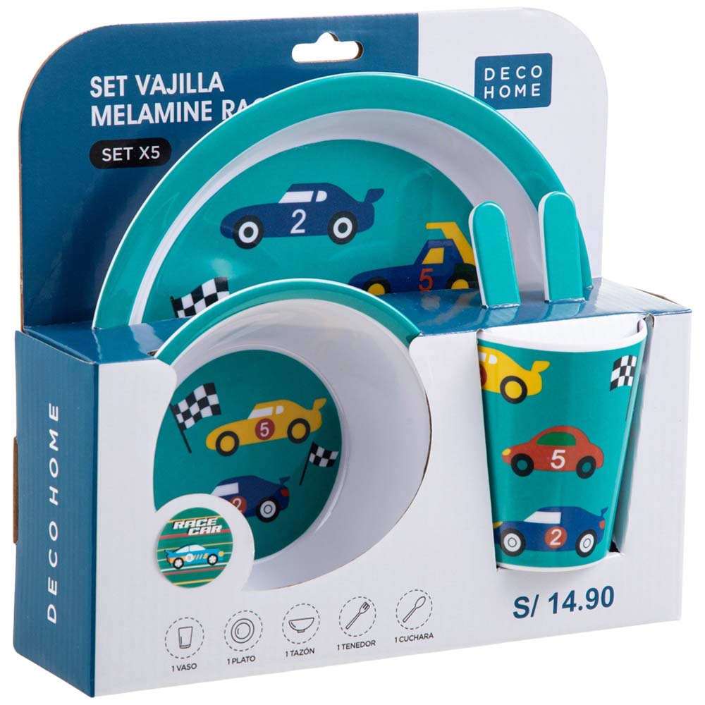 Set DECO HOME Vajilla Melamine Race Car