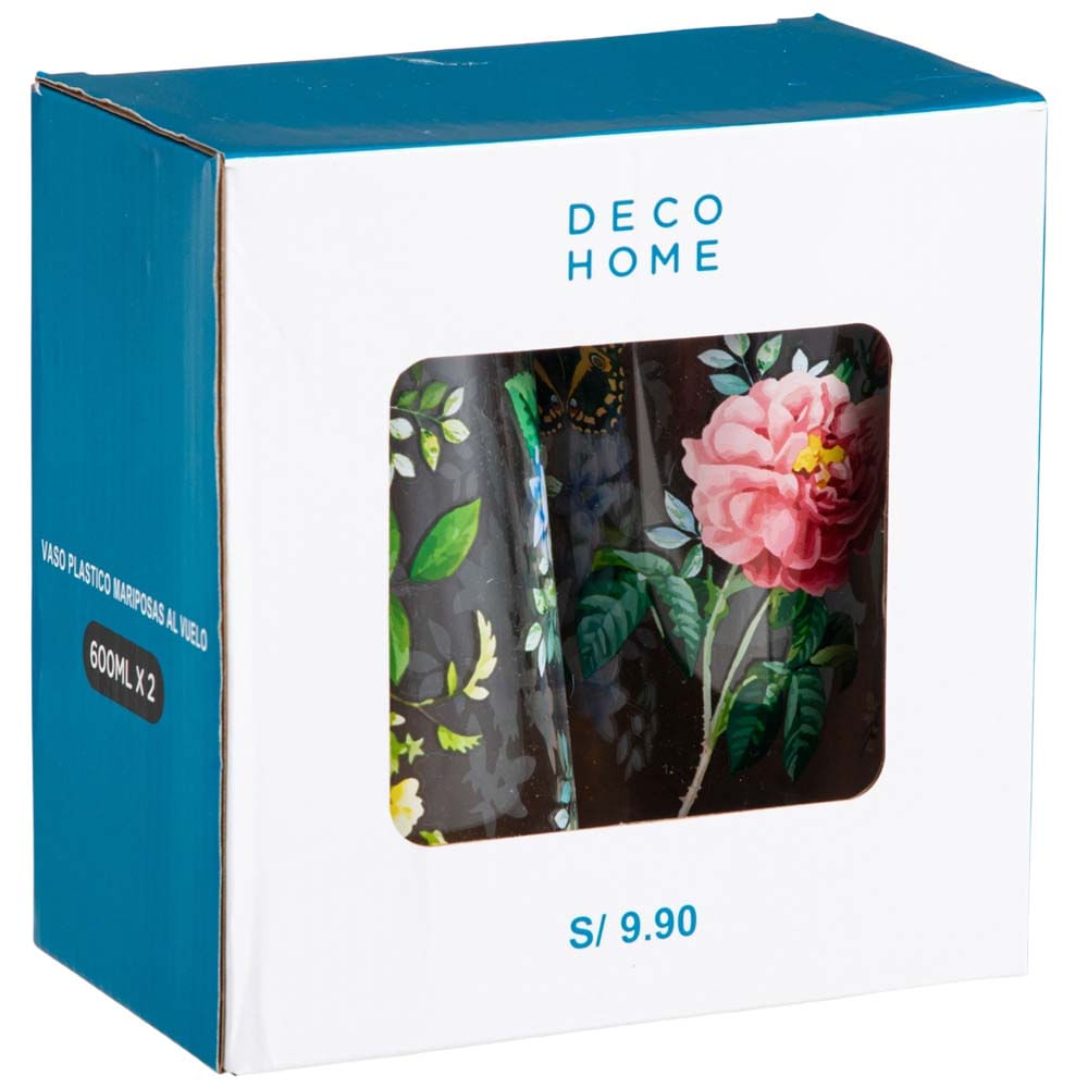 Vaso DECO HOME Plastico Mariposas