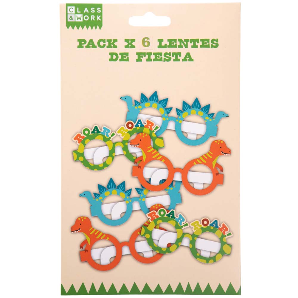 Pack de Lentes de fiesta temática Dino CLASS&WORK 8un