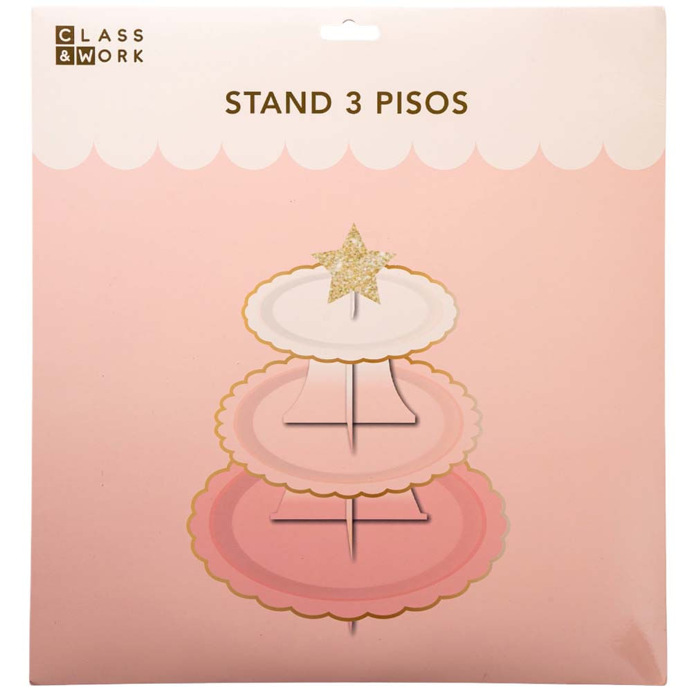 Stand de torta tres pisos tonos pastel CLASS&WORK