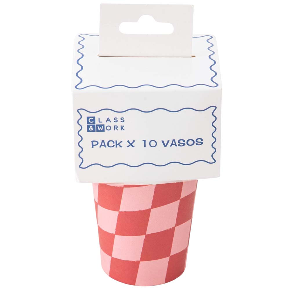 Pack de Vasos diseño colorido CLASS&WORK rojo 10un
