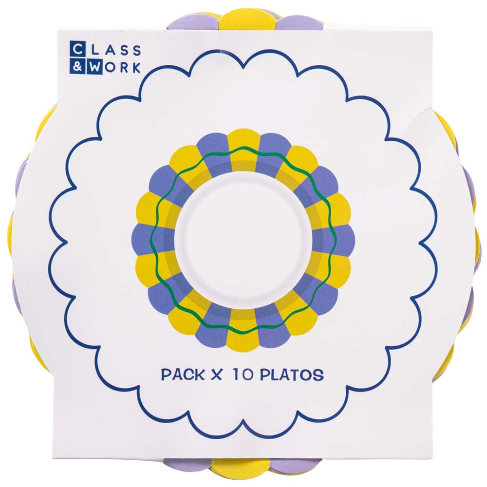 Pack de Platos diseño colorido CLASS&WORK multi 10un