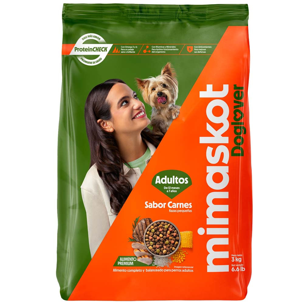 Alimento Seco Mimaskot Adulto Carne Razas Medianas y Grande 3Kg